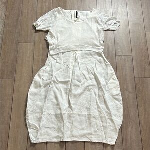 Gershon Bram Mixed Materials Artsy Linen Dress